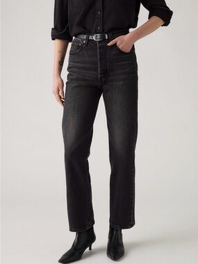 Levi's® washed Black Ribcage Straight Ankle Jeans High-Rise size 26